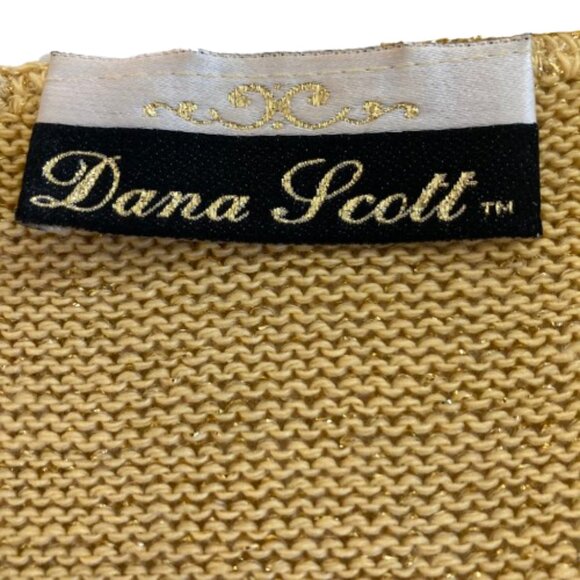 Dana Scott Vintage Gold Sparkle Top Pull-Over Round Neck Relaxed Fit LS, size XL - Picture 3 of 12